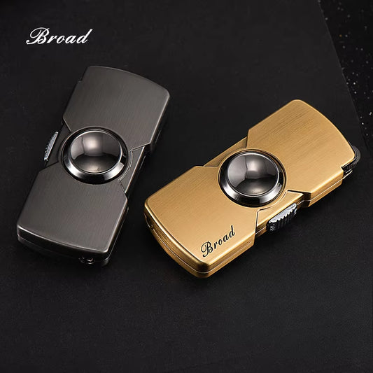 New Creative Mini Fidget Spinner Metal Lighter Grinding Wheel Windproof Finger Toy Gift Metal Gas Lighter Men'S Gadgets