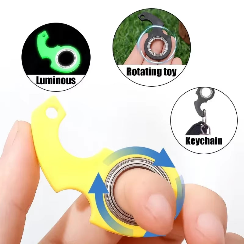 Creative Luminous Keychain Spinner Stress Toy Keychain Metal Toy Kid Fingertip Spinning Keyring Relieve Anxiety Party Gift