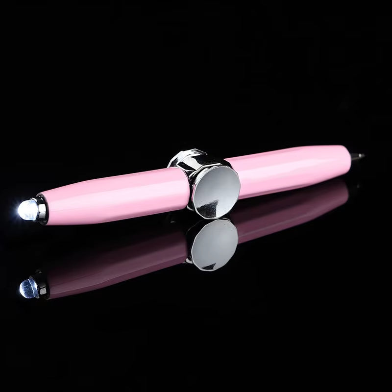 2024 LED Light Weighted Fidget Spinners Pen Metal Spinning Pen Decompression Ballpoint Pen for Kids Teens Student Stress Relief