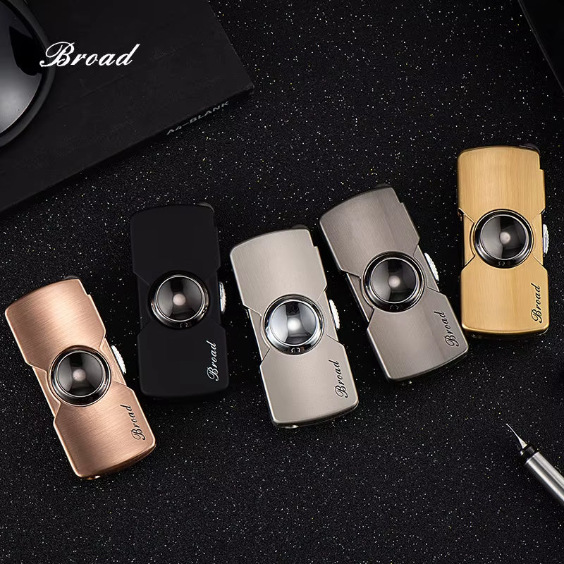 New Creative Mini Fidget Spinner Metal Lighter Grinding Wheel Windproof Finger Toy Gift Metal Gas Lighter Men'S Gadgets