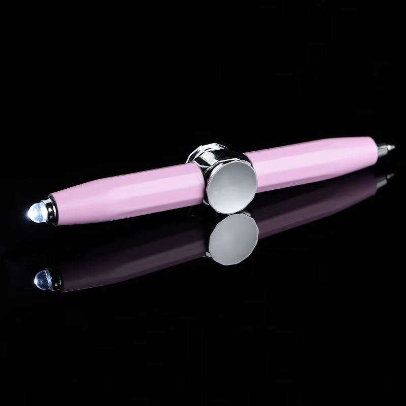 2024 LED Light Weighted Fidget Spinners Pen Metal Spinning Pen Decompression Ballpoint Pen for Kids Teens Student Stress Relief