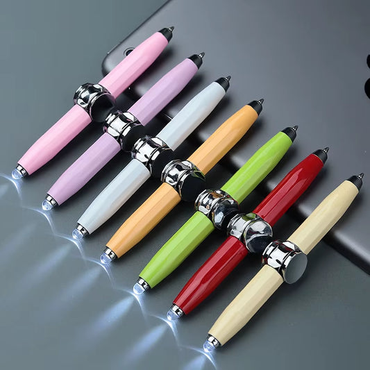 2024 LED Light Weighted Fidget Spinners Pen Metal Spinning Pen Decompression Ballpoint Pen for Kids Teens Student Stress Relief